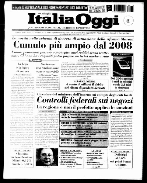 Italia oggi : quotidiano di economia finanza e politica